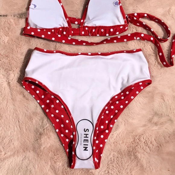 NWT RED WHITE POLKA DOT BIKINI VINTAGE STYLE SWIM - Picture 10 of 16